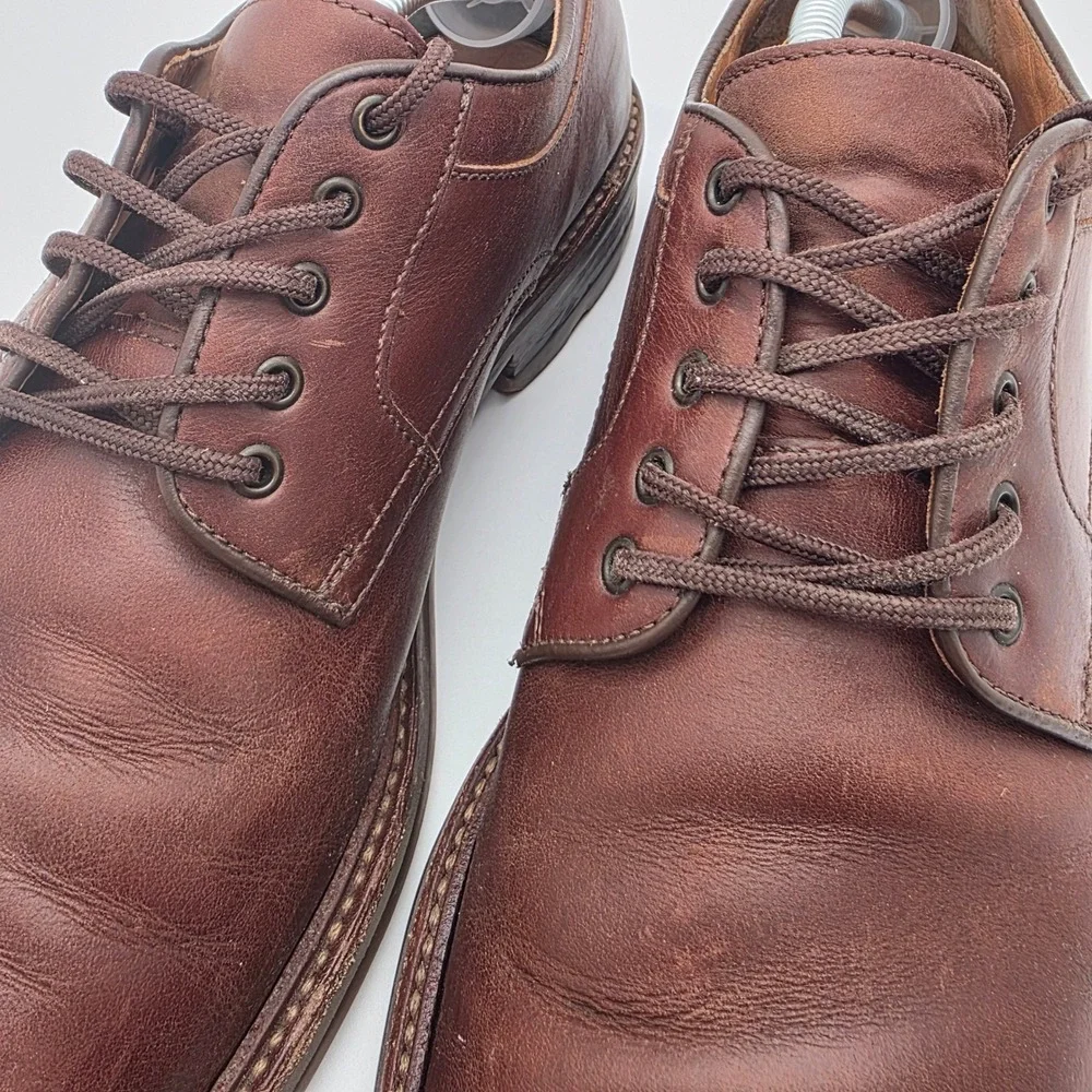 Johnston & Murphy Derby Dress Shoes Men 11M Brown Leather Brazil Lug Sole Preppy